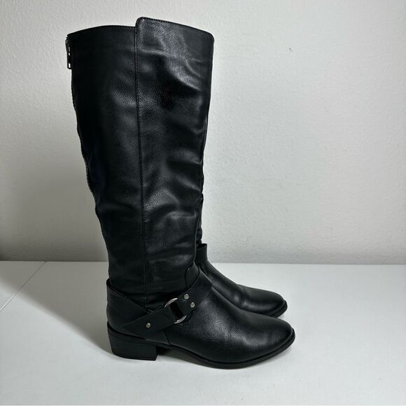 Madden Girl Women's Black G-Dstiny Boots Knee High Back Zip Back Buckle Sz 7,5 - Picture 5 of 12